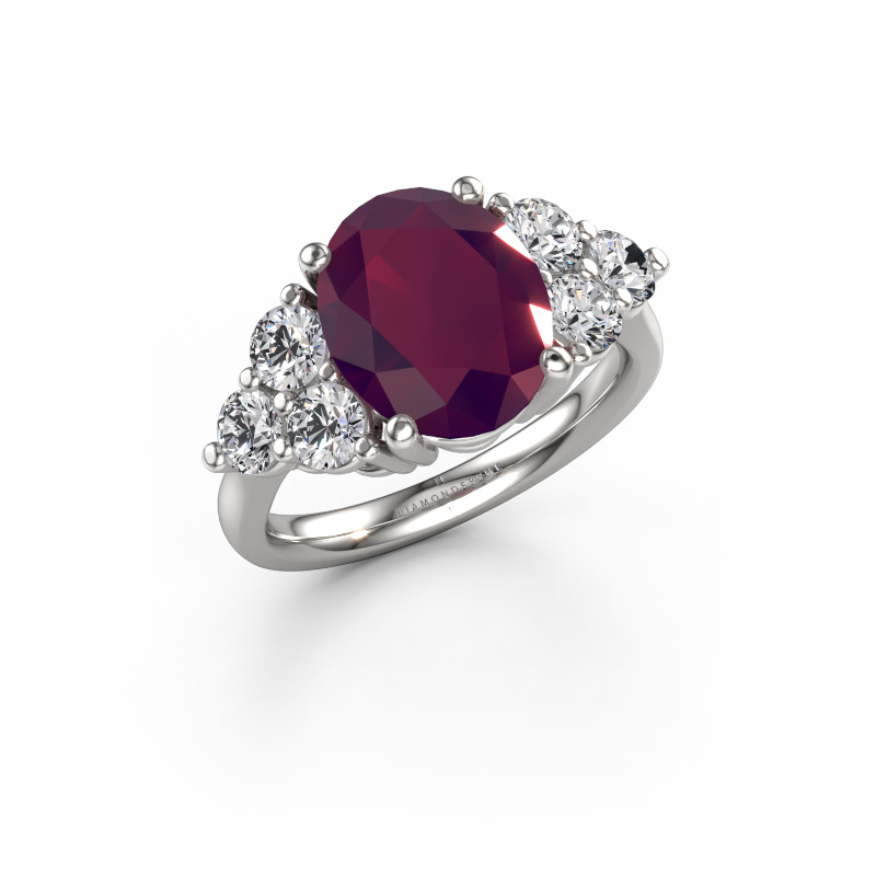 Afbeelding van Verlovingsring Serenity OVL 950 platina Rhodoliet 11x9 mm