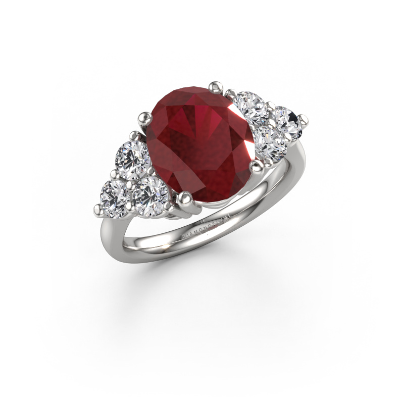 Image of Engagement ring Serenity OVL 950 platinum Ruby 11x9 mm