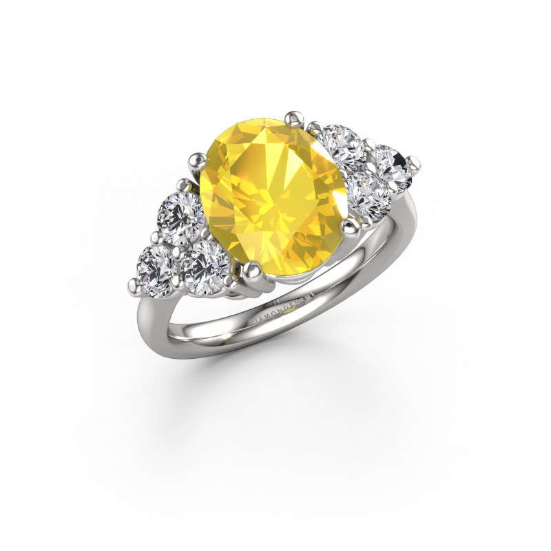 Bild von Verlobungsring Serenity OVL 950 Platin Gelb Saphir 11x9 mm