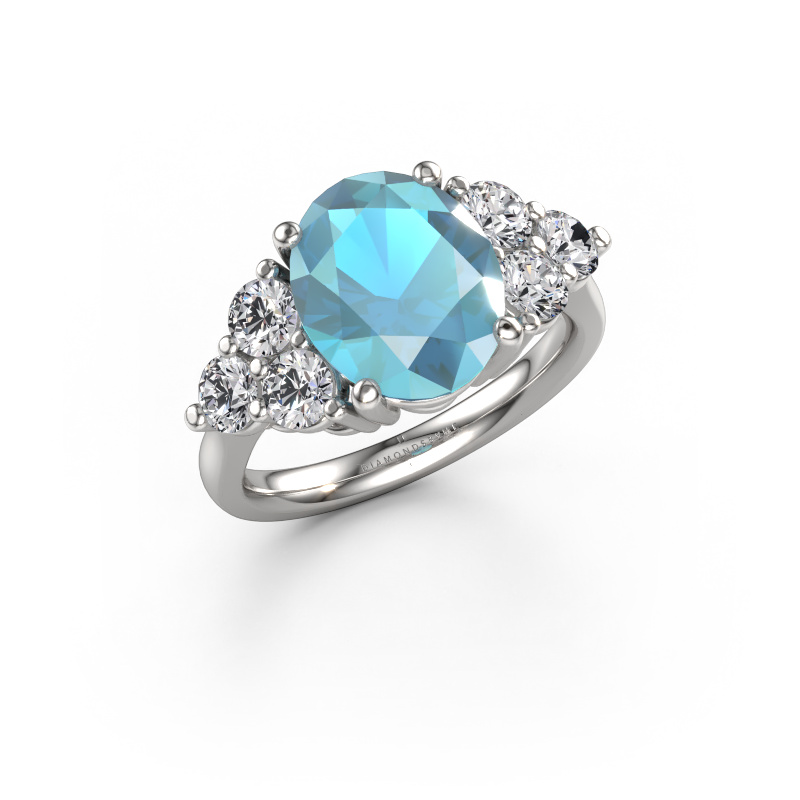 Image de Bague de fiançailles Serenity OVL 950 platine Topaze bleue 11x9 mm