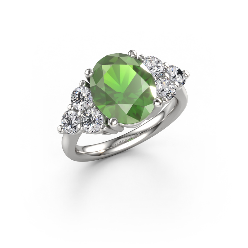 Afbeelding van Verlovingsring Serenity OVL 950 Platina Toermalijn groen 11x9 mm