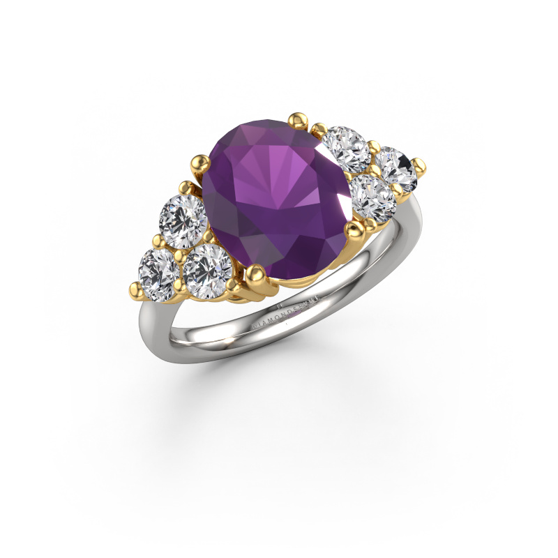 Afbeelding van Verlovingsring Serenity OVL 585 witgoud Amethist 11x9 mm