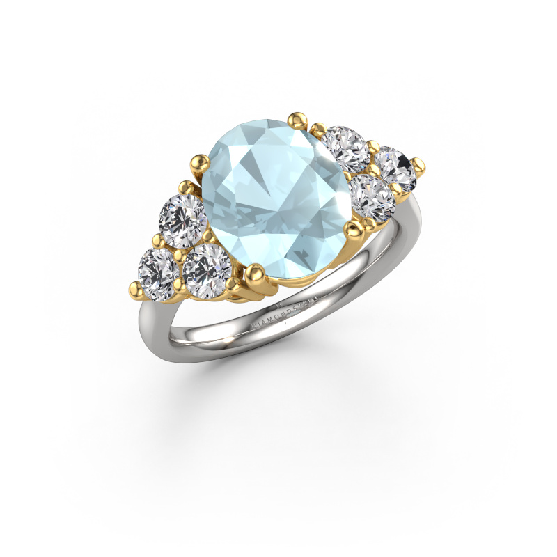 Image de Bague de fiançailles Serenity OVL 585 or blanc Aigue-marine 11x9 mm