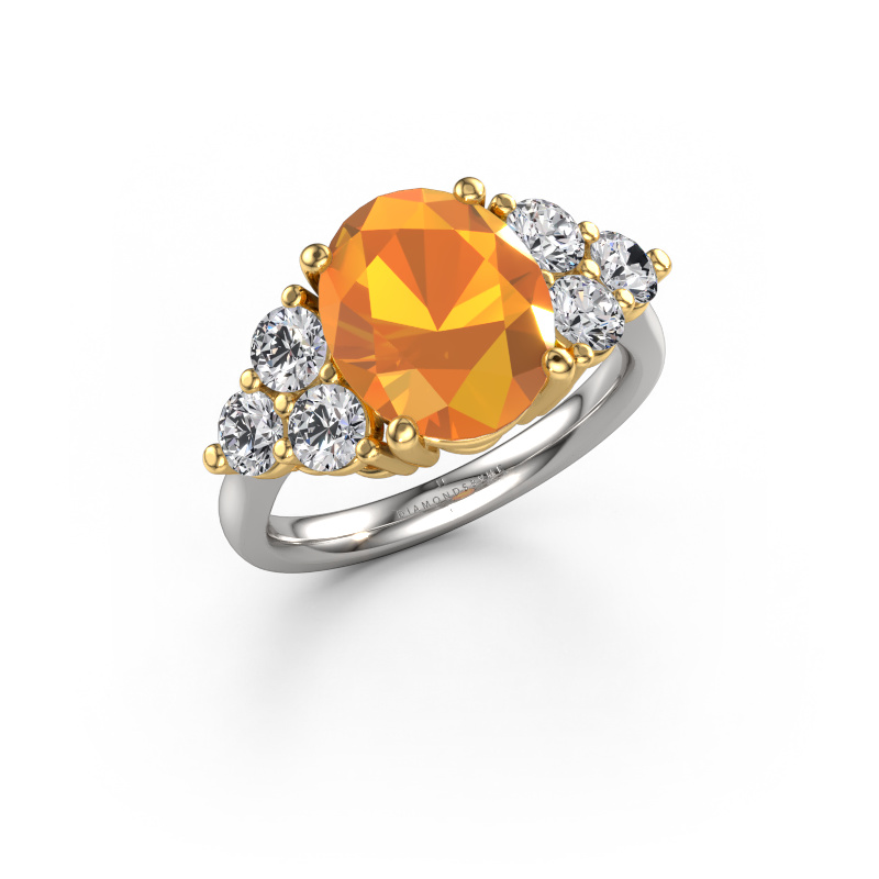 Bild von Verlobungsring Serenity OVL 585 Weißgold Citrin 11x9 mm