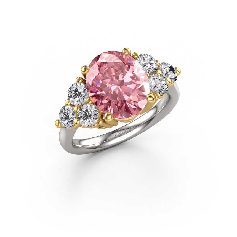 Image of Engagement ring Serenity OVL 585 white gold Pink lab grown diamond 11x9 mm