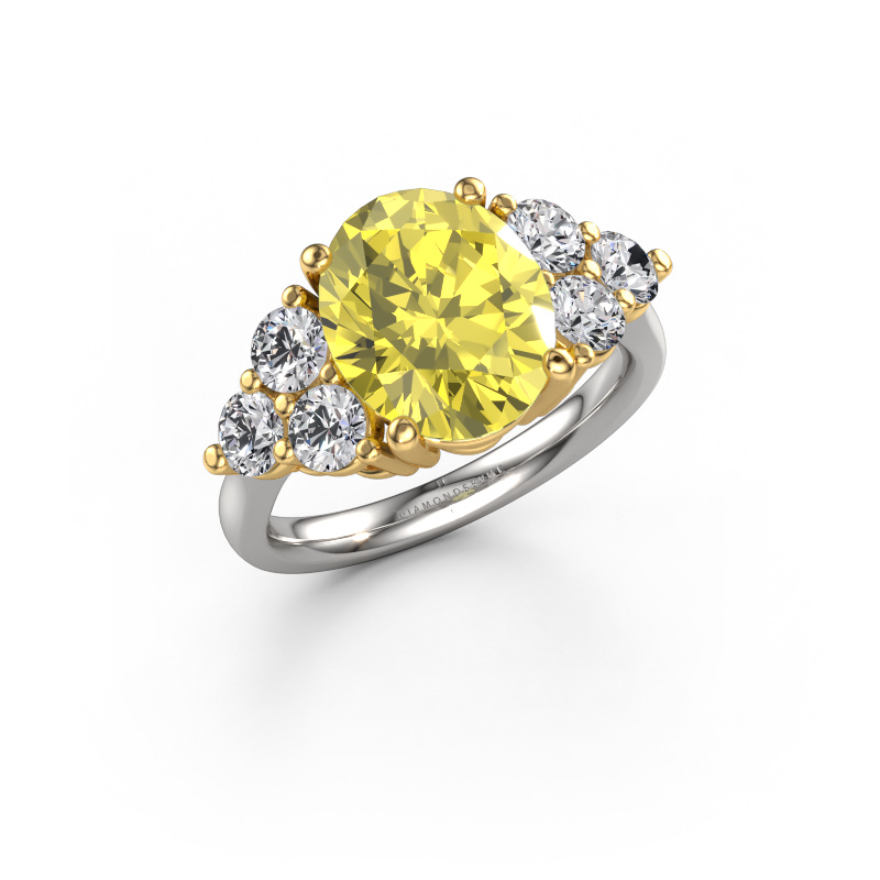 Image of Engagement ring Serenity OVL 585 white gold Yellow lab grown diamond 11x9 mm