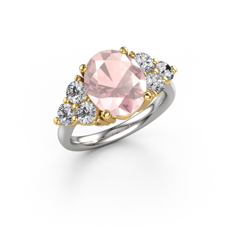 Image of Engagement ring Serenity OVL 585 white gold Morganite champagne 11x9 mm