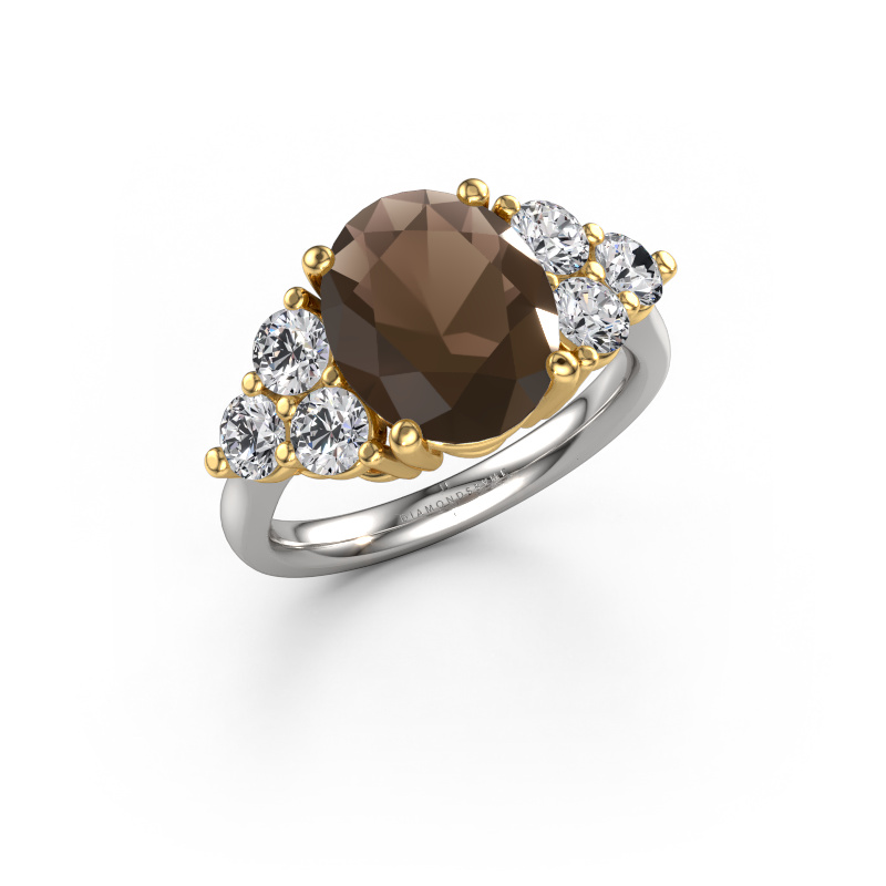Afbeelding van Verlovingsring Serenity OVL 585 witgoud Rookkwarts 11x9 mm