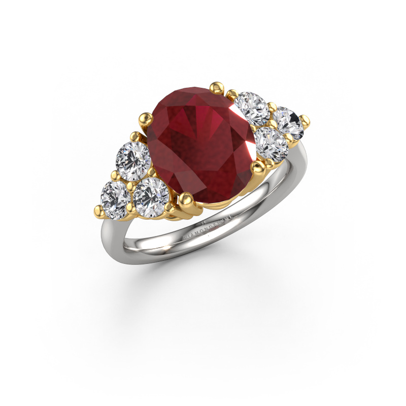 Bild von Verlobungsring Serenity OVL 585 Weißgold Rubin 11x9 mm