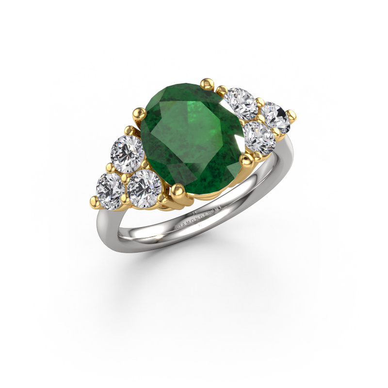Bild von Verlobungsring Serenity OVL 585 Weißgold Smaragd 11x9 mm