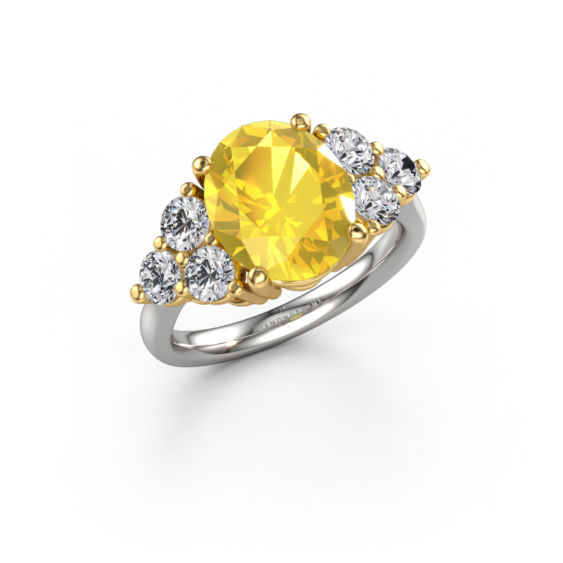 Image de Bague de fiançailles Serenity OVL 585 or blanc Saphir jaune 11x9 mm