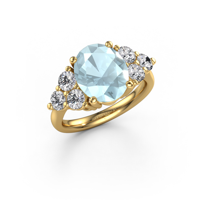 Bild von Verlobungsring Serenity OVL 585 Gold Aquamarin 11x9 mm
