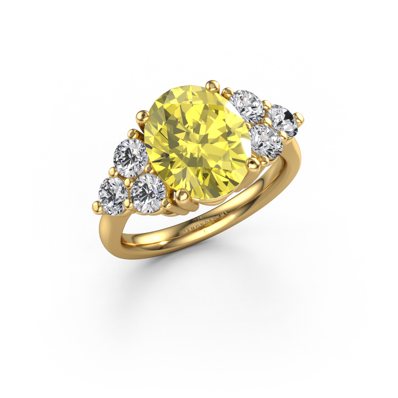 Image of Engagement ring Serenity OVL 585 gold Yellow lab grown diamond 11x9 mm