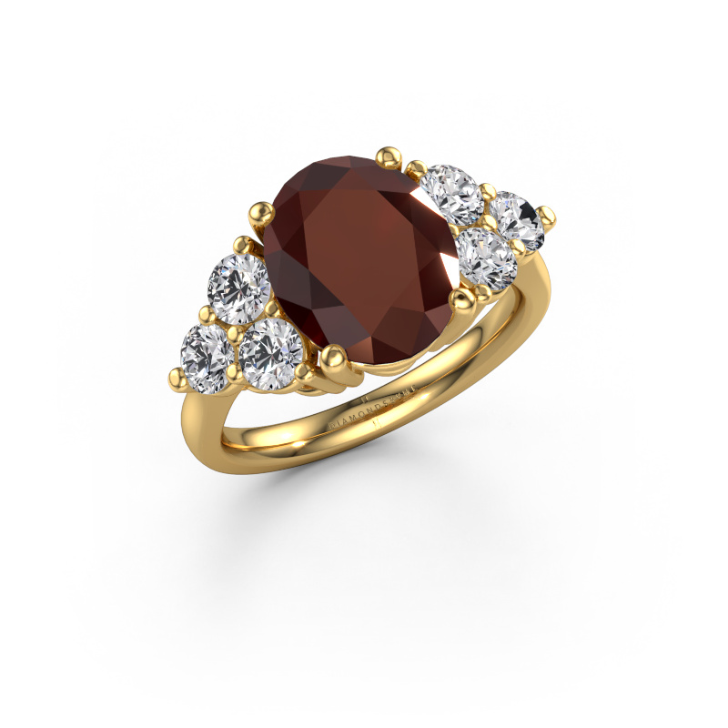 Image de Bague de fiançailles Serenity OVL 585 or jaune Grenat 11x9 mm
