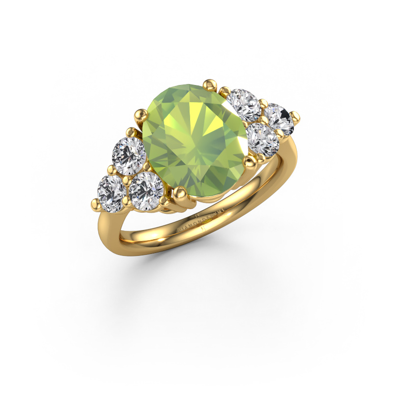 Afbeelding van Verlovingsring Serenity OVL 585 goud Peridoot 11x9 mm