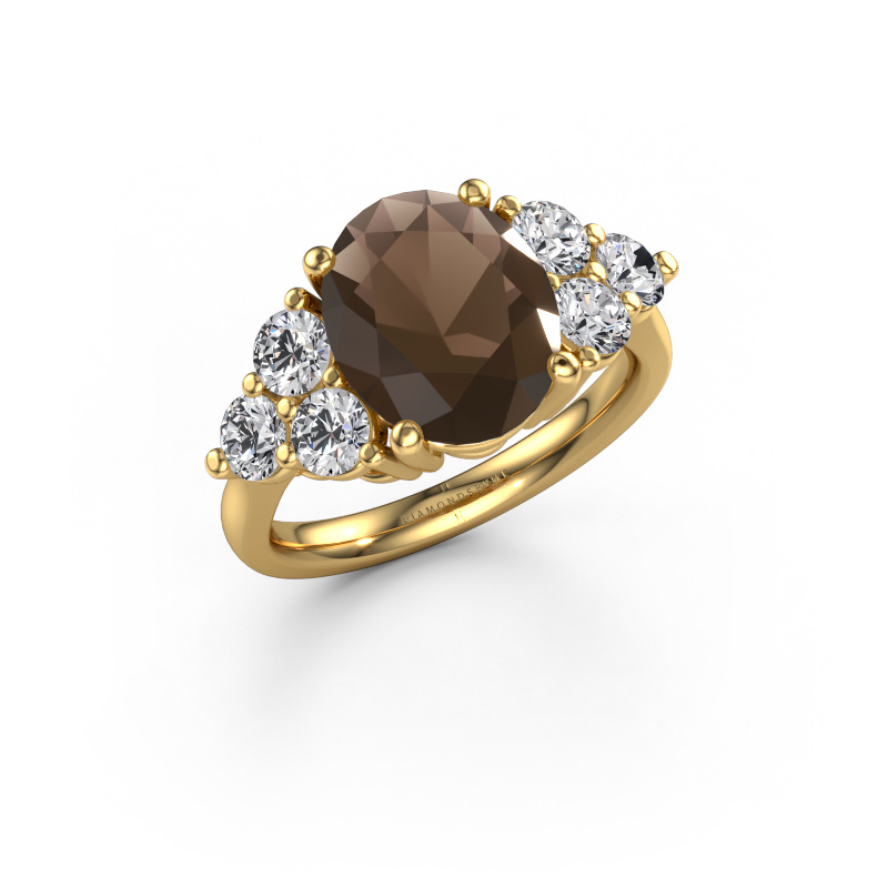 Afbeelding van Verlovingsring Serenity OVL 585 goud Rookkwarts 11x9 mm