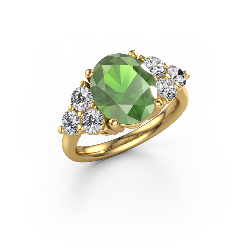 Image of Engagement ring Serenity OVL 585 gold Tourmaline green 11x9 mm