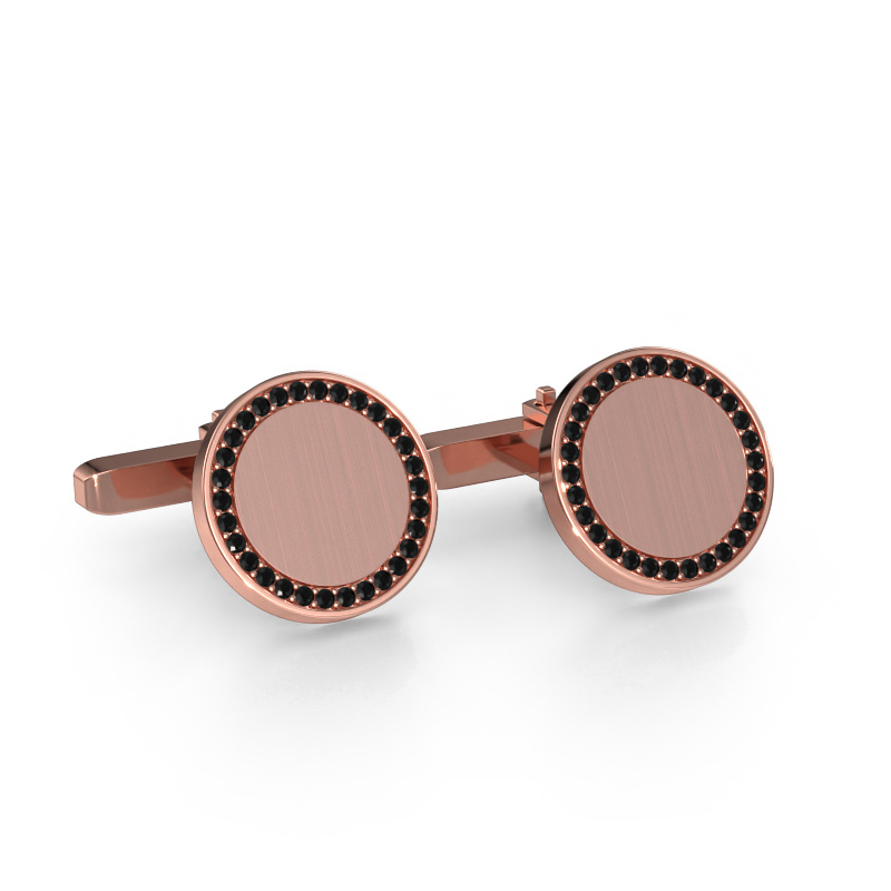 Image of Cufflinks Sergei 585 rose gold Black diamond 0.576 crt