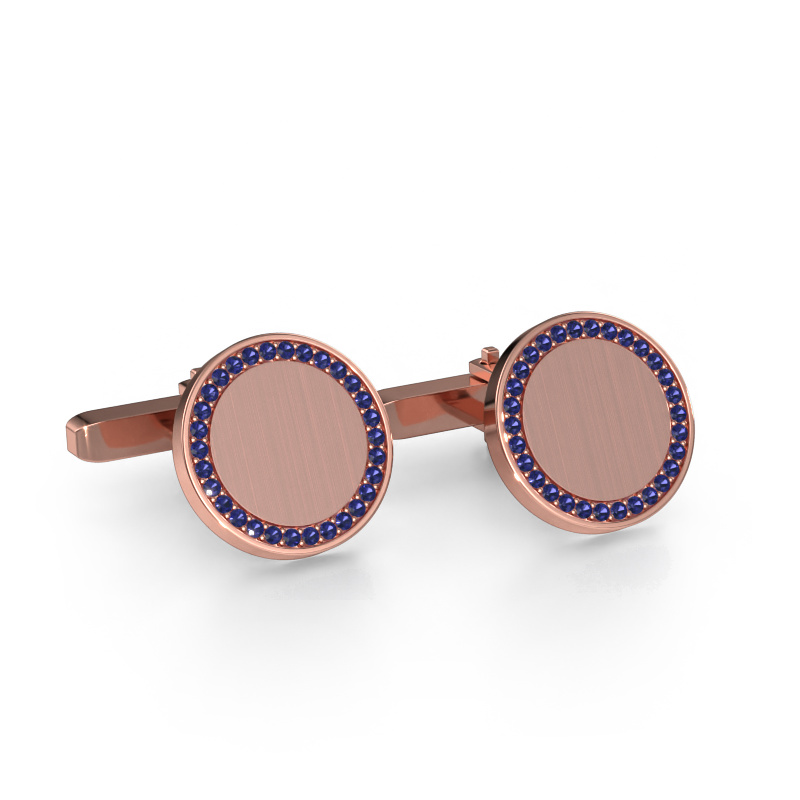 Image of Cufflinks Sergei 585 rose gold Sapphire 1.2 mm