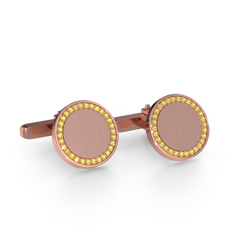 Image of Cufflinks Sergei 585 rose gold Yellow sapphire 1.2 mm