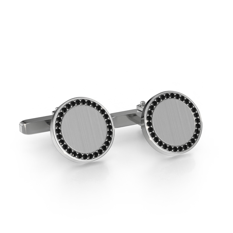 Image de Boutons de manchettes Sergei 585 or blanc Diamant noir 0.576 crt