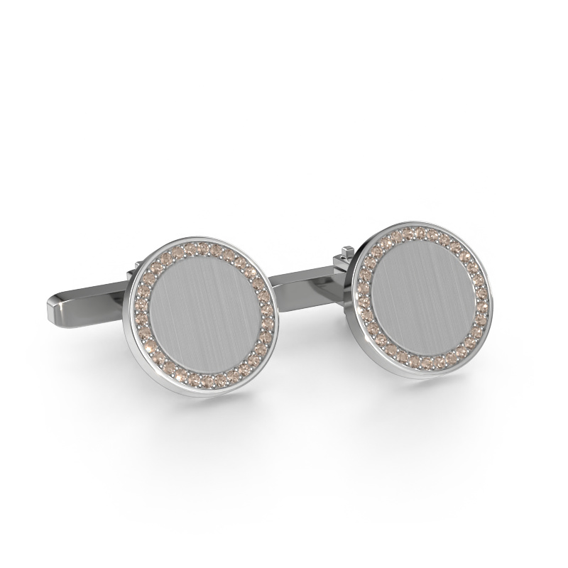 Image of Cufflinks Sergei 585 white gold Brown diamond 0.48 crt