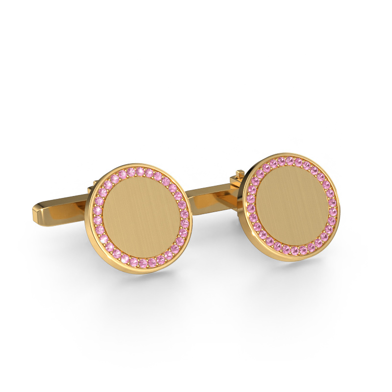 Image of Cufflinks Sergei 585 gold Pink sapphire 1.2 mm