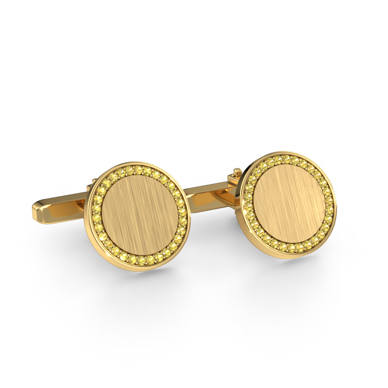 Image of Cufflinks Sergei 585 gold Yellow sapphire 1.2 mm