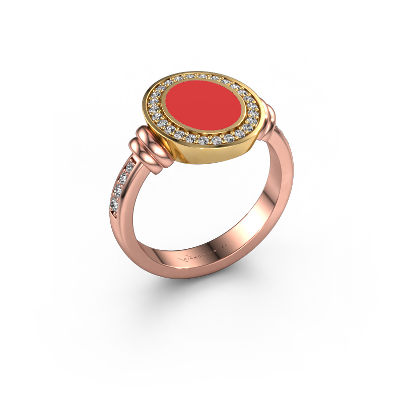 Bild von Siegelring Servie 1 585 Roségold Rot Emaille 10x8 mm