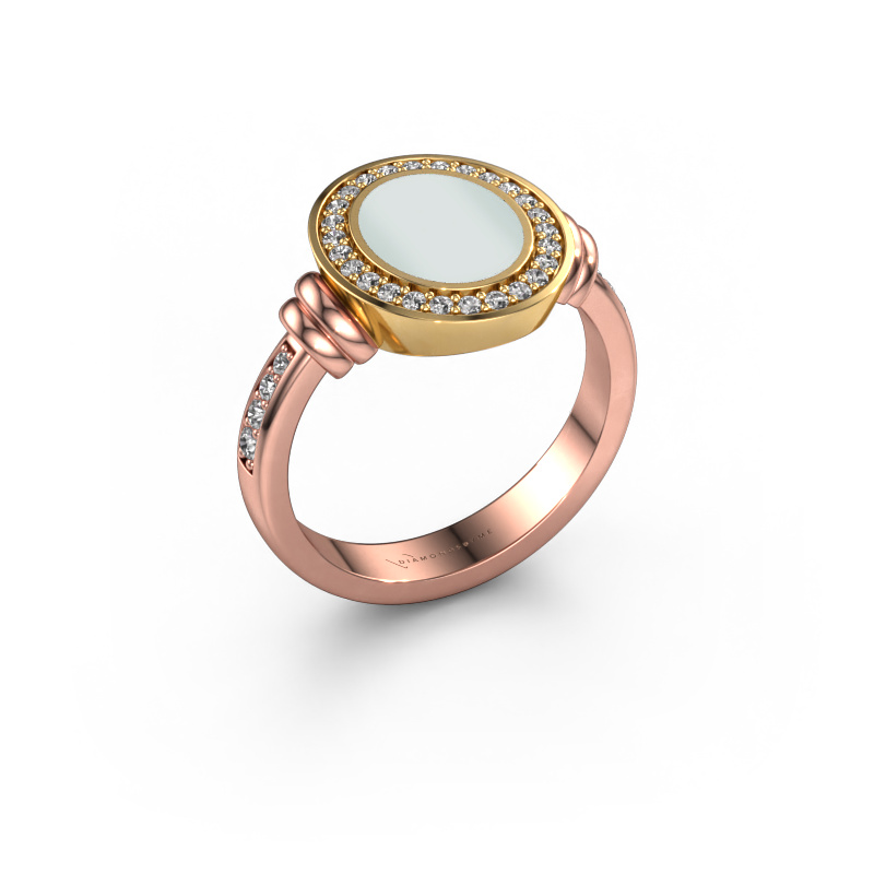 Image de Chevalière Servie 1 585 or rose Nicolo verte 10x8 mm