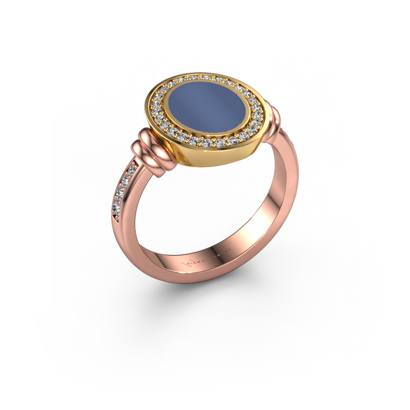 Bild von Siegelring Servie 1 585 Roségold Blau Lagenstein 10x8 mm