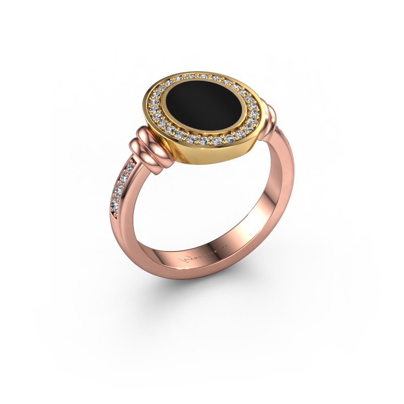 Afbeelding van Zegelring Servie 1 585 rosé goud Onyx 10x8 mm