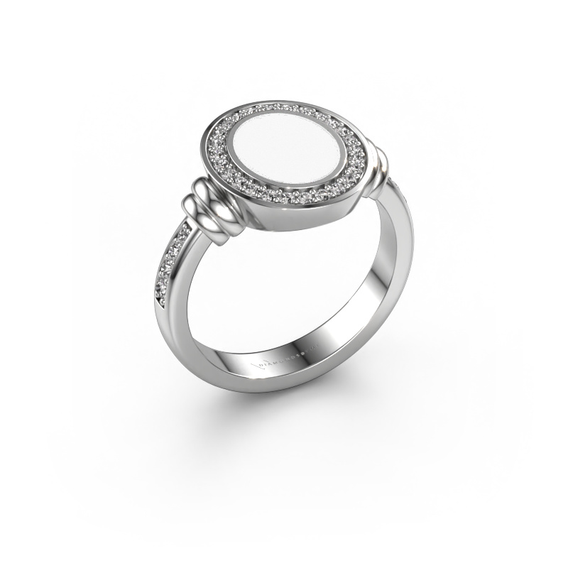 Bild von Siegelring Servie 1 950 Platin Weiße Emaille 10x8 mm