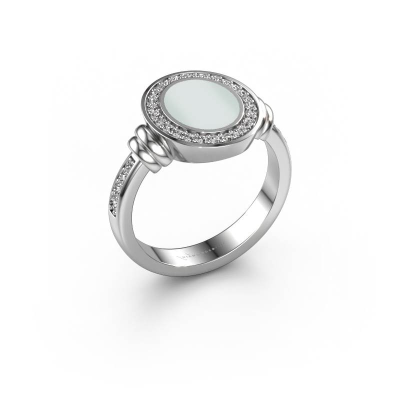 Image of Signet ring Servie 1 950 platinum Green sardonyx 10x8 mm