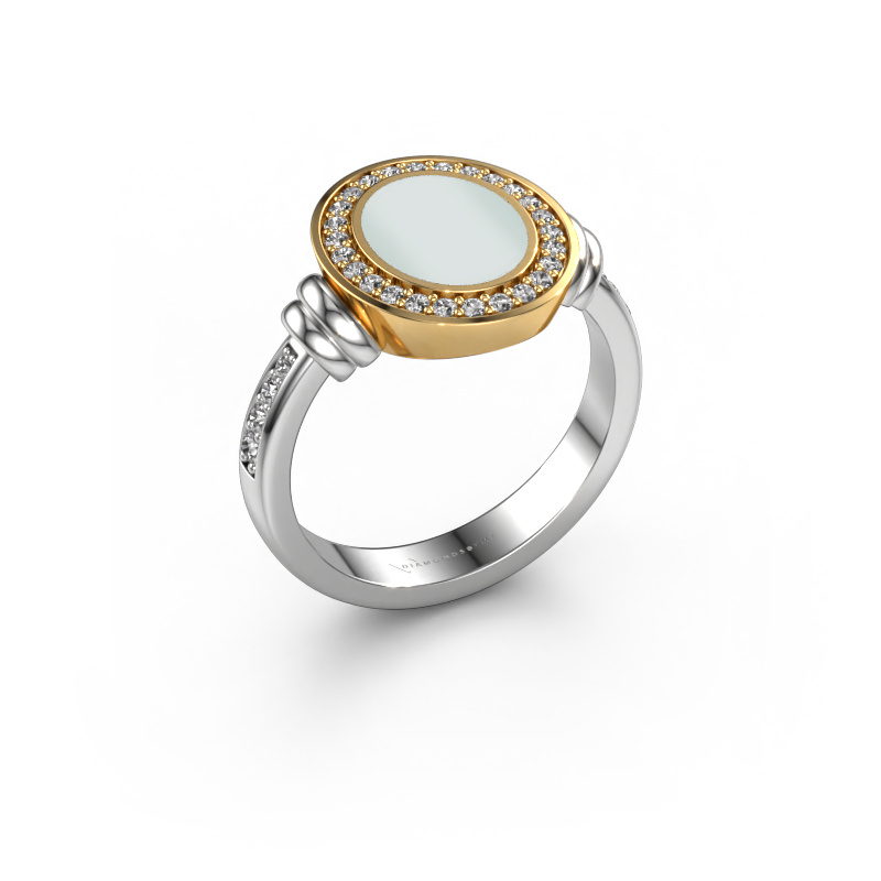 Image de Chevalière Servie 1 585 or blanc Nicolo verte 10x8 mm