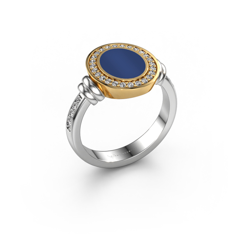Image of Signet ring Servie 1 585 white gold Lapis 10x8 mm
