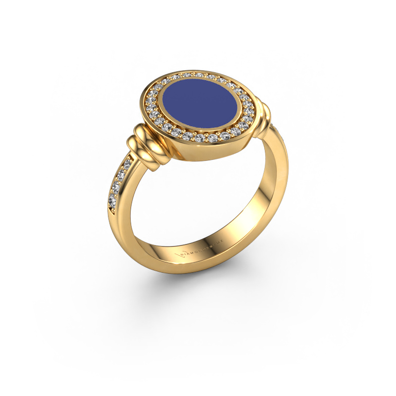 Bild von Siegelring Servie 1 585 Gold Blau Emaille 10x8 mm