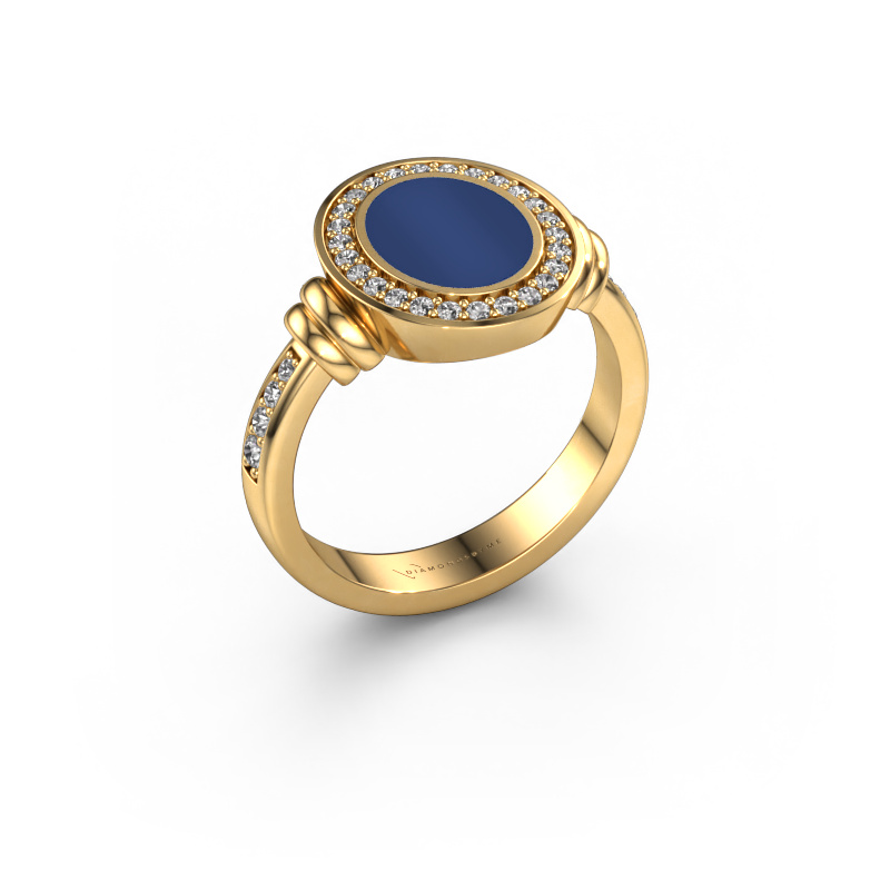 Image de Chevalière Servie 1 585 or jaune Lapis lazuli 10x8 mm