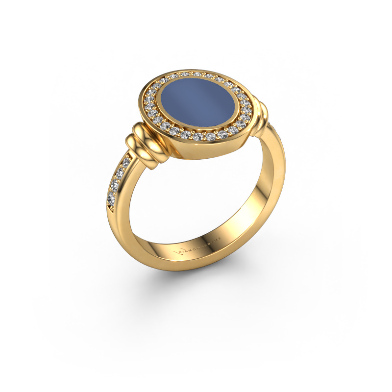 Image of Signet ring Servie 1 585 gold Blue sardonyx 10x8 mm