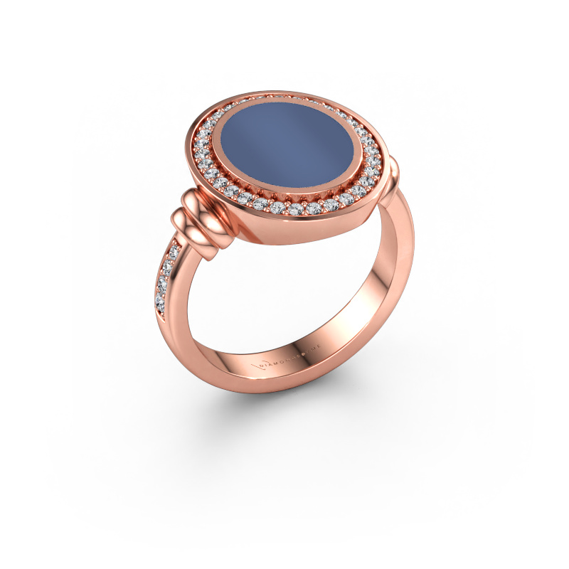 Immagine di Anello chevalier Servie 2 585 oro rosa Sardonica blu 12x10 mm