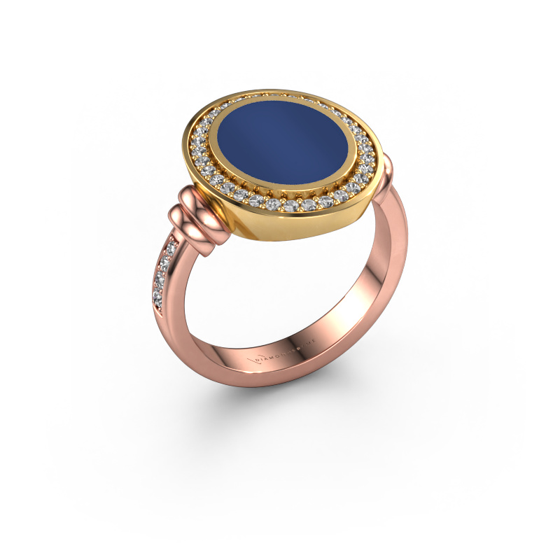 Image de Chevalière Servie 2 585 or rose Lapis lazuli 12x10 mm