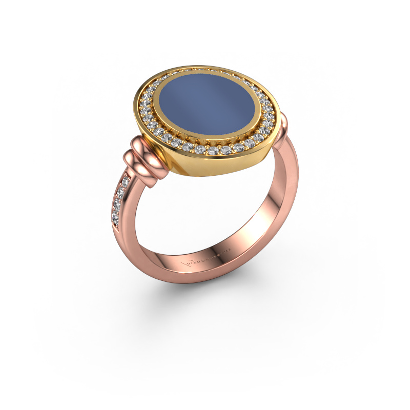 Image of Signet ring Servie 2 585 rose gold Blue sardonyx 12x10 mm