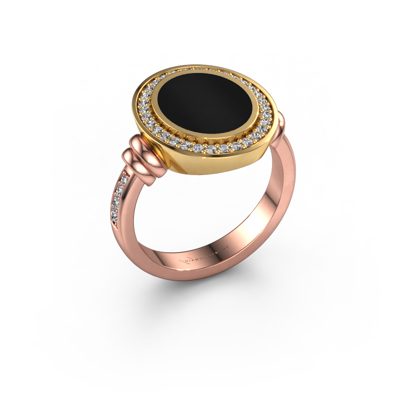Image of Signet ring Servie 2 585 rose gold Onyx 12x10 mm