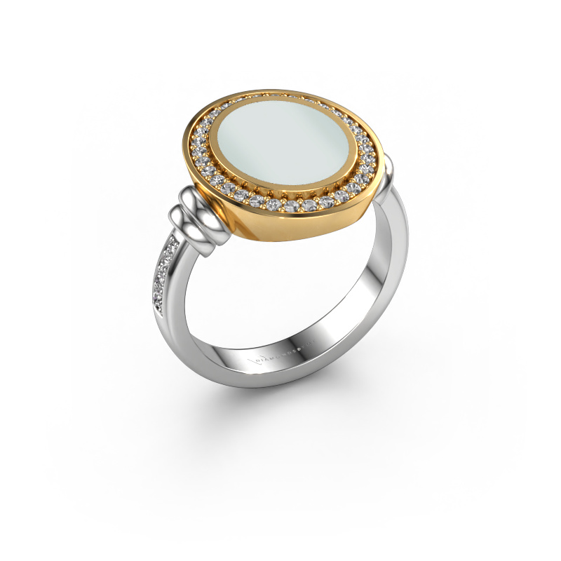 Image of Signet ring Servie 2 585 white gold Green sardonyx 12x10 mm