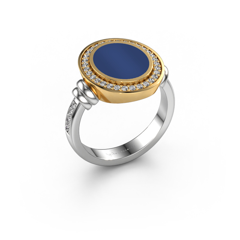 Image of Signet ring Servie 2 585 white gold Lapis 12x10 mm