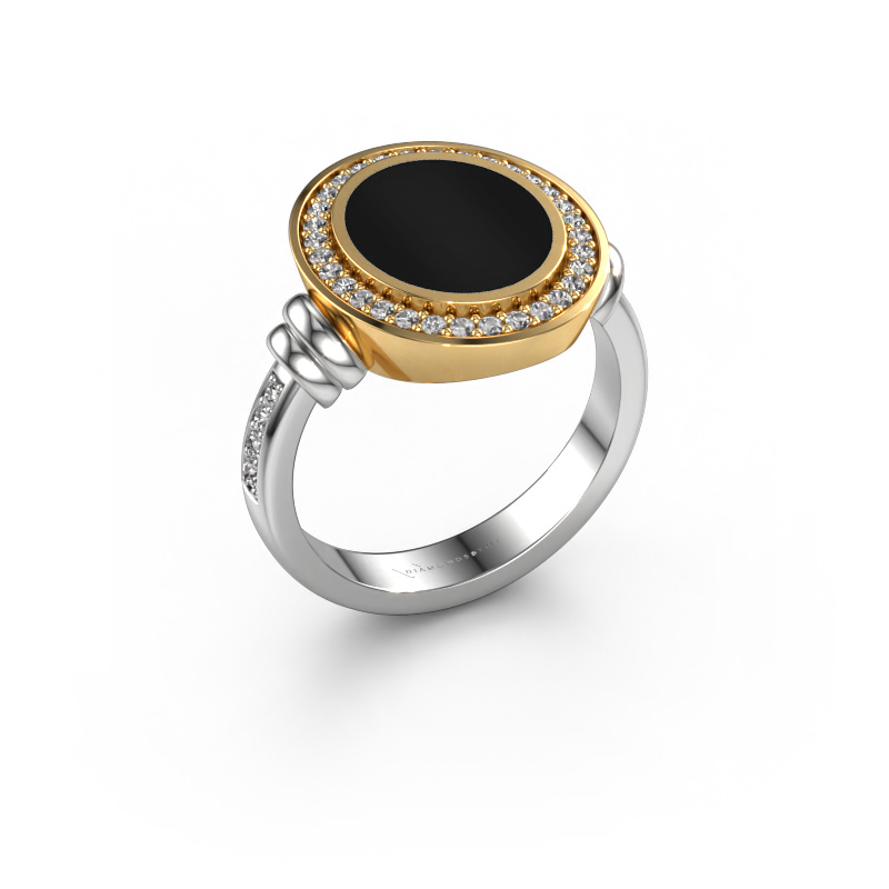 Image of Signet ring Servie 2 585 white gold Onyx 12x10 mm