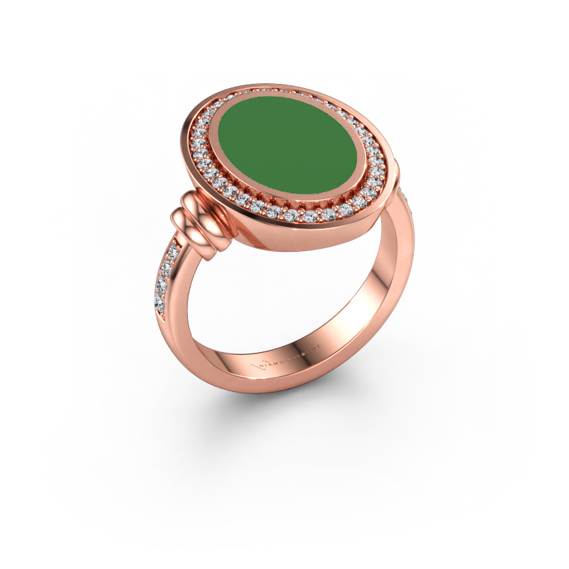 Immagine di Anello da uomo Servie 3 585 oro rosa Smalto verde 14x10 mm