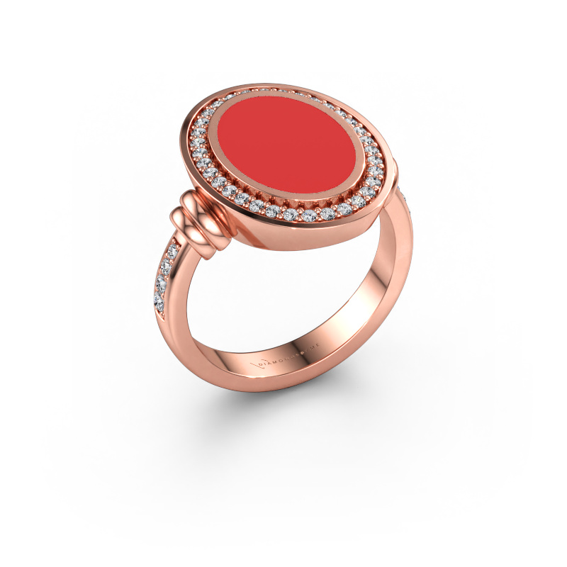 Immagine di Anello da uomo Servie 3 585 oro rosa Smalto rosso 14x10 mm