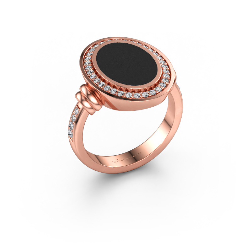 Immagine di Anello da uomo Servie 3 585 oro rosa Smalto nero 14x10 mm