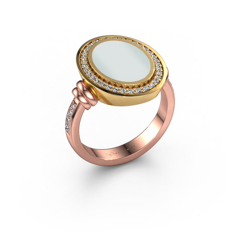 Image of Men's ring Servie 3 585 rose gold Green sardonyx 14x10 mm